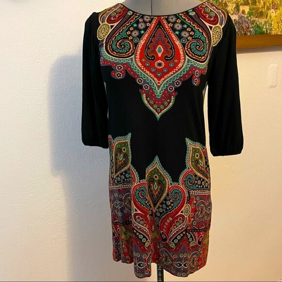 Cha cha vente paisley mandala dress small - Picture 1 of 9